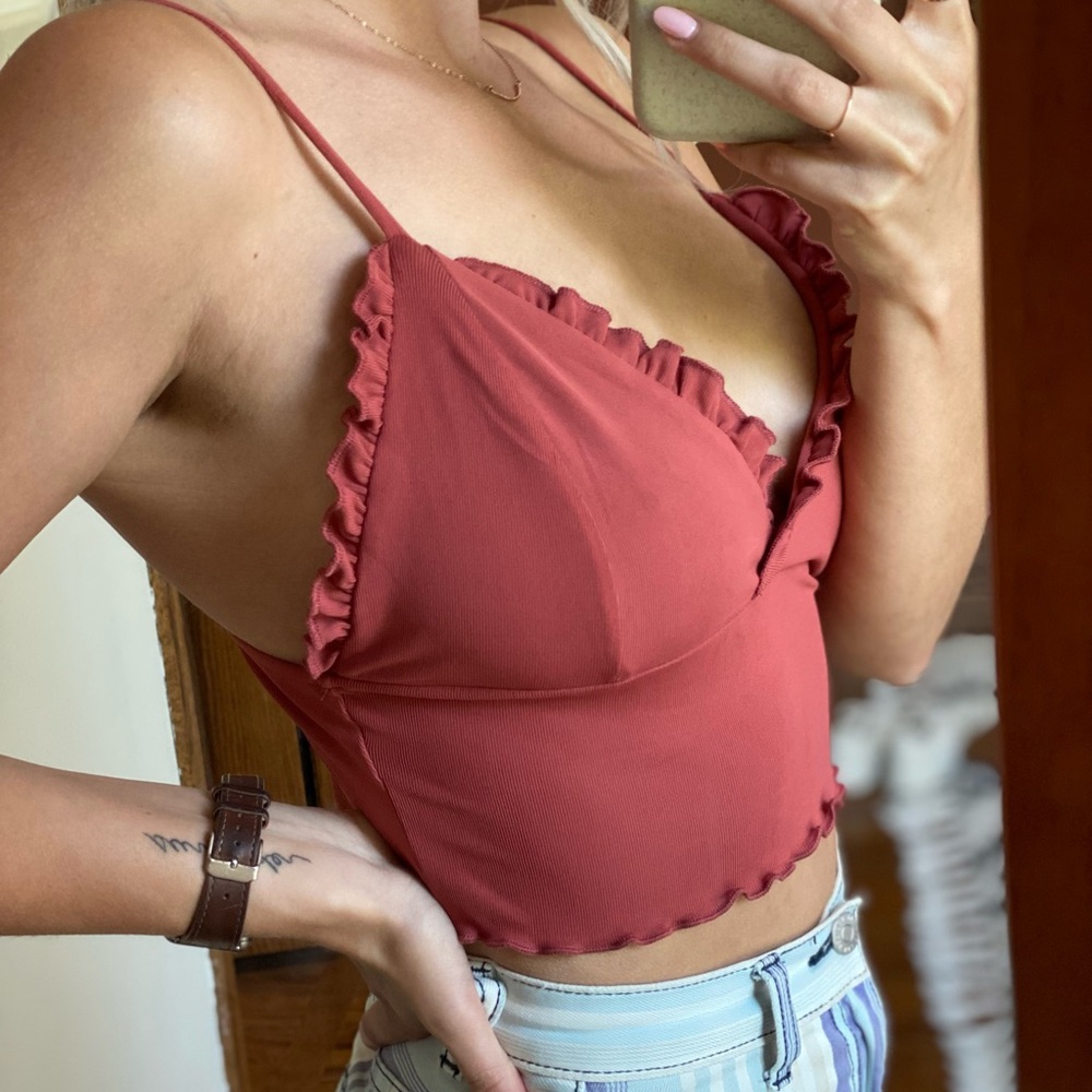 Rusty Red Ruffle Boutique Top - Picture 3 of 4